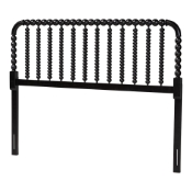 Baxton Studio Finley Turned Bobbin Headboard - Crafted Wood Panel with Decorative Spindle Design for Cottage Farmhouse Bedroom, King, Black